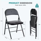 TUYOHW Chaises pliantes pour salle à manger, Chaises de cuisine en cuir PU avec cadre en métal, Chaises de salle à manger légères, Utilisation intérieure et extérieure, Aucun assemblage requis