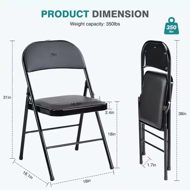 TUYOHW Chaises pliantes pour salle à manger, Chaises de cuisine en cuir PU avec cadre en métal, Chaises de salle à manger légères, Utilisation intérieure et extérieure, Aucun assemblage requis