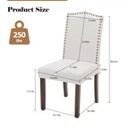 TUYOHW Lot de 2 chaises de salle à manger modernes, chaises de cuisine rembourrées avec clous décoratifs, pieds en bois d'hévéa, chaises de salle à manger sans accoudoirs