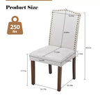 TUYOHW Lot de 2 chaises de salle à manger modernes, chaises de cuisine rembourrées avec clous décoratifs, pieds en bois d'hévéa, chaises de salle à manger sans accoudoirs