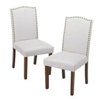 TUYOHW Lot de 2 chaises de salle à manger modernes, chaises de cuisine rembourrées avec clous décoratifs, pieds en bois d'hévéa, chaises de salle à manger sans accoudoirs