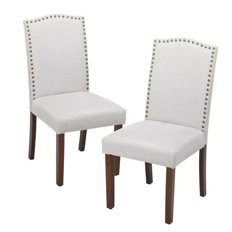 TUYOHW Lot de 2 chaises de salle à manger modernes, chaises de cuisine rembourrées avec clous décoratifs, pieds en bois d'hévéa, chaises de salle à manger sans accoudoirs