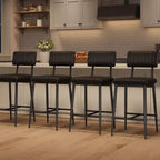 COZONY Bar Stools with Backrest Footrest, Counter Height Thick Cushion Thickened Metal Legs for Island Counter Bar Kitchen