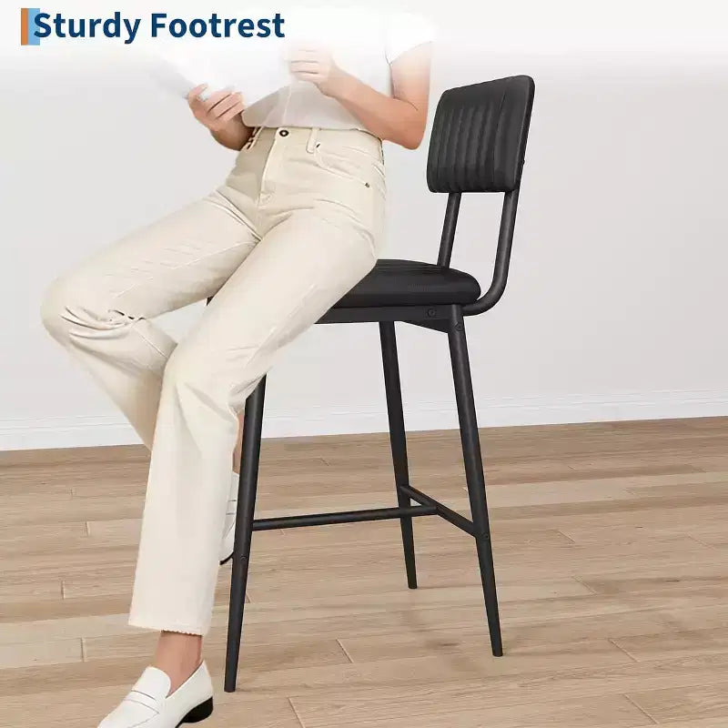 Tabourets de bar COZONY avec dossier et repose-pieds, coussin épais hauteur comptoir pieds en métal épaissi pour îlot, comptoir, bar, cuisine