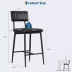Tabourets de bar COZONY avec dossier et repose-pieds, coussin épais hauteur comptoir pieds en métal épaissi pour îlot, comptoir, bar, cuisine