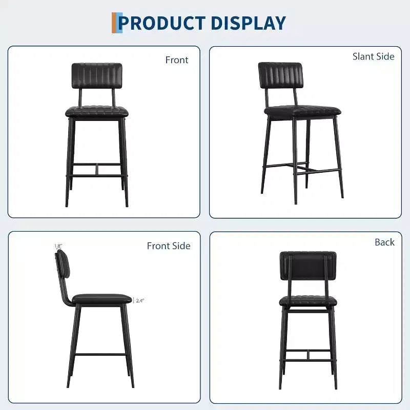 Tabourets de bar COZONY avec dossier et repose-pieds, coussin épais hauteur comptoir pieds en métal épaissi pour îlot, comptoir, bar, cuisine