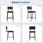 Tabourets de bar COZONY avec dossier et repose-pieds, coussin épais hauteur comptoir pieds en métal épaissi pour îlot, comptoir, bar, cuisine