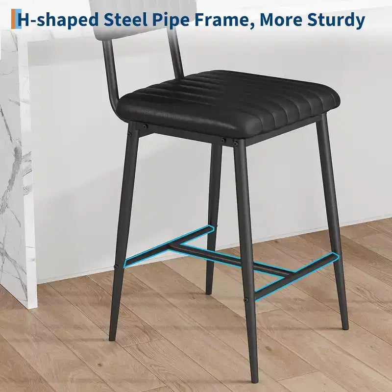 Tabourets de bar COZONY avec dossier et repose-pieds, coussin épais hauteur comptoir pieds en métal épaissi pour îlot, comptoir, bar, cuisine