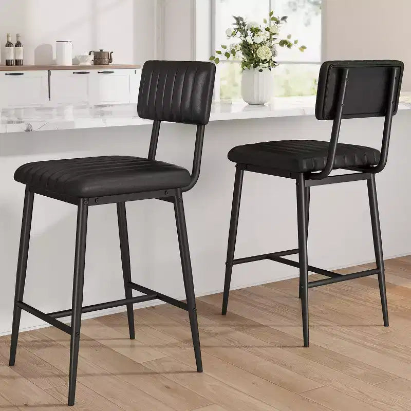 Tabourets de bar COZONY avec dossier et repose-pieds, coussin épais hauteur comptoir pieds en métal épaissi pour îlot, comptoir, bar, cuisine