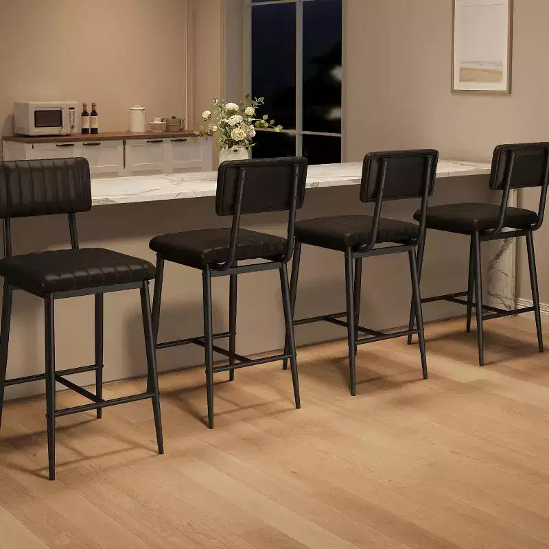 Tabourets de bar COZONY avec dossier et repose-pieds, coussin épais hauteur comptoir pieds en métal épaissi pour îlot, comptoir, bar, cuisine