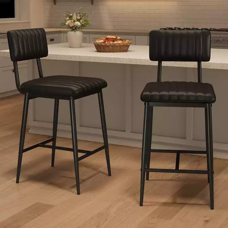 Tabourets de bar COZONY avec dossier et repose-pieds, coussin épais hauteur comptoir pieds en métal épaissi pour îlot, comptoir, bar, cuisine