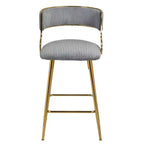 TUYOHW Lot de 2 tabourets de bar hauteur comptoir 66 cm, tabourets de bar en velours côtelé moelleux avec base chromée dorée et repose-pieds, tabourets de cuisine élégants pour la décoration intérieure