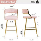 TUYOHW Lot de 2 tabourets de bar hauteur comptoir 66 cm, tabourets de bar en velours côtelé moelleux avec base chromée dorée et repose-pieds, tabourets de cuisine élégants pour la décoration intérieure