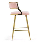 TUYOHW Lot de 2 tabourets de bar hauteur comptoir 66 cm, tabourets de bar en velours côtelé moelleux avec base chromée dorée et repose-pieds, tabourets de cuisine élégants pour la décoration intérieure