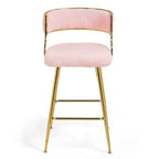 TUYOHW Lot de 2 tabourets de bar hauteur comptoir 66 cm, tabourets de bar en velours côtelé moelleux avec base chromée dorée et repose-pieds, tabourets de cuisine élégants pour la décoration intérieure