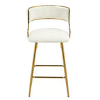 TUYOHW Lot de 2 tabourets de bar hauteur comptoir 66 cm, tabourets de bar en velours côtelé moelleux avec base chromée dorée et repose-pieds, tabourets de cuisine élégants pour la décoration intérieure