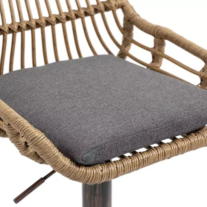 TUYOHW 25-33H Tabourets de Bar Pivotants à Hauteur Réglable,Tabourets de Bar Hauteur Comptoir Tressés avec Coussin pour Cuisine et Bar,Capacité 113kg