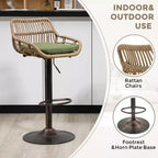 TUYOHW 25-33H Tabourets de Bar Pivotants à Hauteur Réglable,Tabourets de Bar Hauteur Comptoir Tressés avec Coussin pour Cuisine et Bar,Capacité 113kg