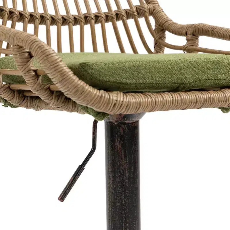 TUYOHW 25-33H Tabourets de Bar Pivotants à Hauteur Réglable,Tabourets de Bar Hauteur Comptoir Tressés avec Coussin pour Cuisine et Bar,Capacité 113kg