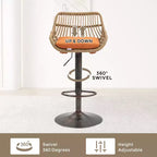 TUYOHW 25-33H Tabourets de Bar Pivotants à Hauteur Réglable,Tabourets de Bar Hauteur Comptoir Tressés avec Coussin pour Cuisine et Bar,Capacité 113kg