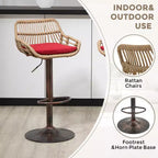 TUYOHW 25-33H Tabourets de Bar Pivotants à Hauteur Réglable,Tabourets de Bar Hauteur Comptoir Tressés avec Coussin pour Cuisine et Bar,Capacité 113kg