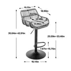 TUYOHW 25-33H Tabourets de Bar Pivotants à Hauteur Réglable,Tabourets de Bar Hauteur Comptoir Tressés avec Coussin pour Cuisine et Bar,Capacité 113kg