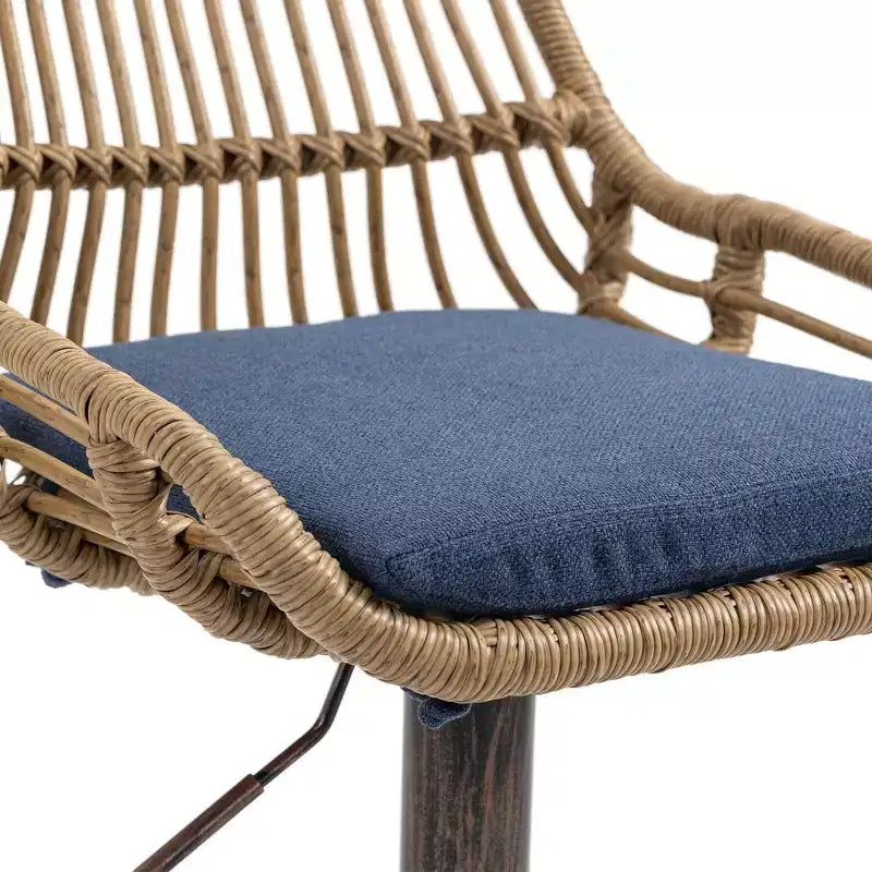 TUYOHW 25-33H Tabourets de Bar Pivotants à Hauteur Réglable,Tabourets de Bar Hauteur Comptoir Tressés avec Coussin pour Cuisine et Bar,Capacité 113kg
