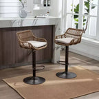 TUYOHW 25-33H Swivel Bar Stools with Adjustable Height,Woven Counter Height Bar Stools with Cushion for Kitchen & Home Bar,250lbs Capacity