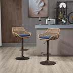 TUYOHW 25-33H Tabourets de Bar Pivotants à Hauteur Réglable,Tabourets de Bar Hauteur Comptoir Tressés avec Coussin pour Cuisine et Bar,Capacité 113kg