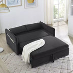 Canapé-lit, Velours, Port USB, Canapé gigogne avec 2 poches latérales et 2 oreillers pour petits salons ou chambres