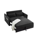 Canapé-lit, Velours, Port USB, Canapé gigogne avec 2 poches latérales et 2 oreillers pour petits salons ou chambres