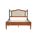 Lit plateforme vintage GDFStudio Brenda en bois avec tête de lit en rotin naturel