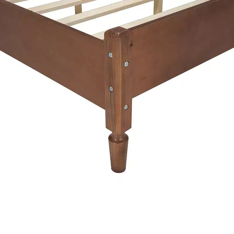 Lit plateforme vintage GDFStudio Brenda en bois avec tête de lit en rotin naturel