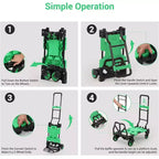 Chariot de manutention pliant 2 en 1 COZONY avec panier pliable, poignée rétractable, capacité de 150 kg, chariot plateforme portable pour le shopping et le transport de bagages