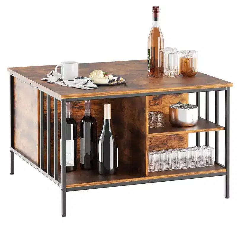 JVNOXK Table basse relevable de style rustique de 80 cm, hauteur réglable, table de salon multifonctionnelle avec compartiment de rangement caché