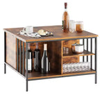 JVNOXK Table basse relevable de style rustique de 80 cm, hauteur réglable, table de salon multifonctionnelle avec compartiment de rangement caché
