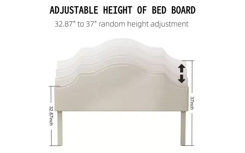 TUYOHW Lit double moderne avec tête et pied de lit en lin, cadre de lit plateforme à hauteur réglable, sommier tapissier non requis