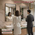 SUMERAIN Lot de 2 miroirs de salle de bain 24 x 36 pour couple, miroirs de courtoisie pour double vasque, cadre noir