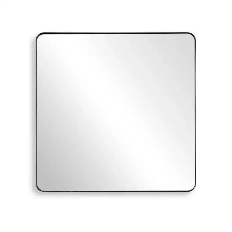 Miroir de salle de bain carré SUMERAIN avec verre trempé, miroir de courtoisie 36x36, cadre en aluminium antirouille
