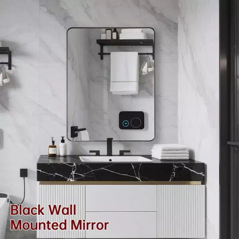 SUMERAIN Black Framed Bathroom Mirror for Wall, 28x36Rectangular Mirror Horizontally or Vertically