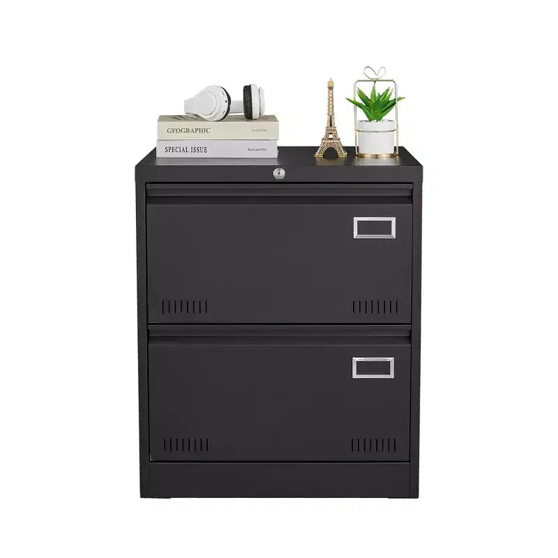 VIYET 28,5H Classeur latéral métallique à 2 tiroirs avec serrure, convient aux documents de format légal/lettre/A4, rangement moderne pour bureau/maison