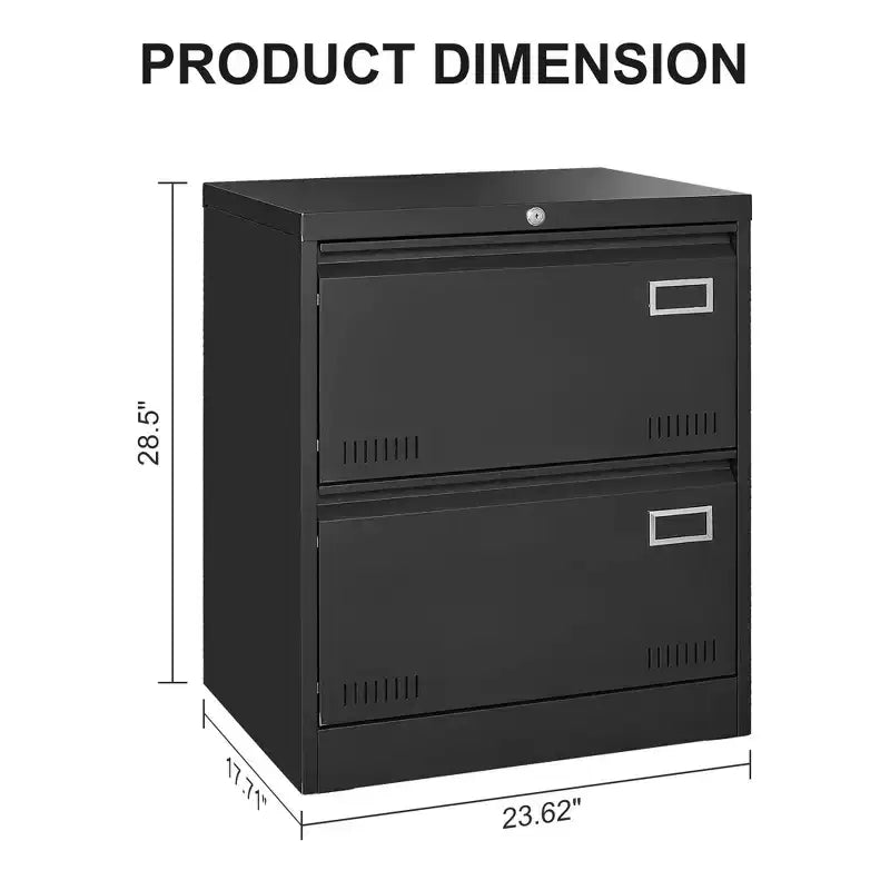VIYET 28,5H Classeur latéral métallique à 2 tiroirs avec serrure, convient aux documents de format légal/lettre/A4, rangement moderne pour bureau/maison