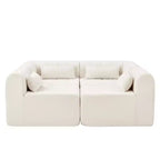 Canapé d'angle modulable MAYEERTY 145,5 pouces, revêtement en polyester beige, canapé 4 places en éponge compressée pour salon