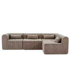 Canapé d'angle modulable MAYEERTY 145,5 pouces, revêtement en polyester beige, canapé 4 places en éponge compressée pour salon