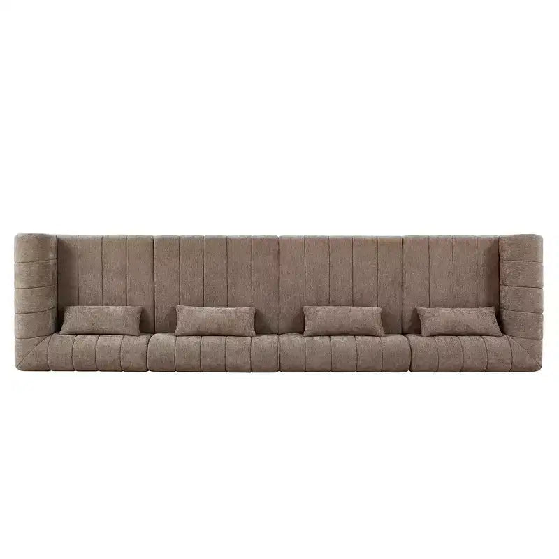 Canapé d'angle modulable MAYEERTY 145,5 pouces, revêtement en polyester beige, canapé 4 places en éponge compressée pour salon