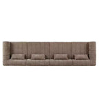 Canapé d'angle modulable MAYEERTY 145,5 pouces, revêtement en polyester beige, canapé 4 places en éponge compressée pour salon