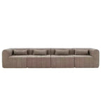 Canapé d'angle modulable MAYEERTY 145,5 pouces, revêtement en polyester beige, canapé 4 places en éponge compressée pour salon