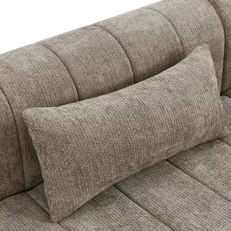 Canapé d'angle modulable MAYEERTY 145,5 pouces, revêtement en polyester beige, canapé 4 places en éponge compressée pour salon