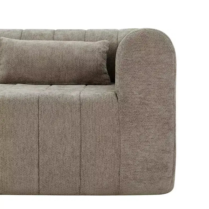 Canapé d'angle modulable MAYEERTY 145,5 pouces, revêtement en polyester beige, canapé 4 places en éponge compressée pour salon