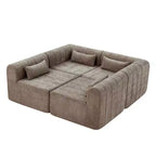 Canapé d'angle modulable MAYEERTY 145,5 pouces, revêtement en polyester beige, canapé 4 places en éponge compressée pour salon